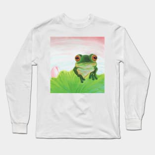 Frog in Pond Illustration Long Sleeve T-Shirt